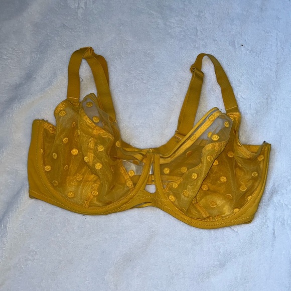 Yellow sheer polka dot bra 34I - Picture 2 of 6